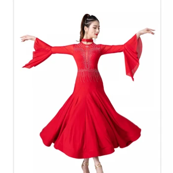 X2138 Женское Современное танцевальное платье для взрослых, юбка для бальных танцев, Женский Новый костюм для вальса, костюм для бальных танцев