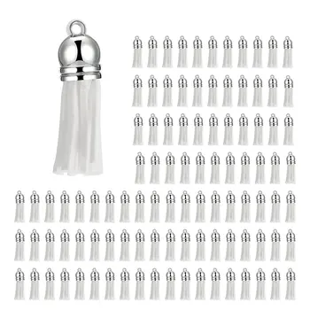 100шт кисточек из искусственной кожи с подвесками-кисточками для изготовления принадлежностей (белый)